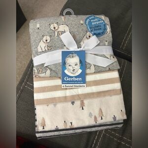 Gerber Gray and Cream Flannel Baby Blankets